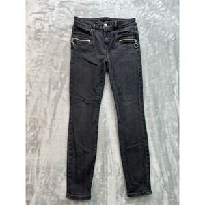 J.J. Joes Jeans Womens Sz 27 Black Skinny Ankle Zipper Pocket Stretch Mid Rise